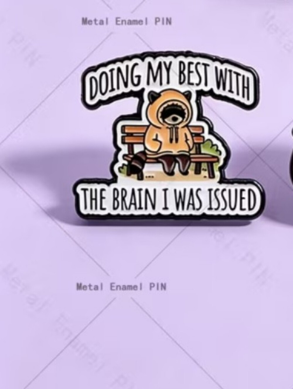 Enamel Pin - Orange Hoodie Character "Doing My Best"